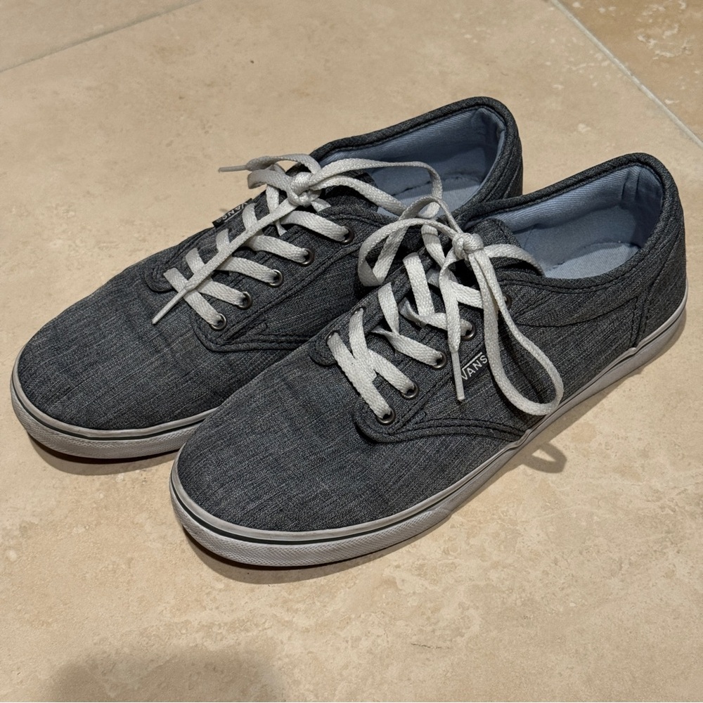 Vans Gray and White Sneakers Classic Skateboard Style - Picture 2 of 5